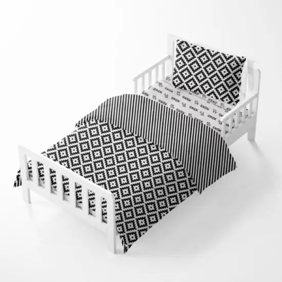 Bacati - Love Aztec Print Black 4 pc Toddler Bedding Set image {2}