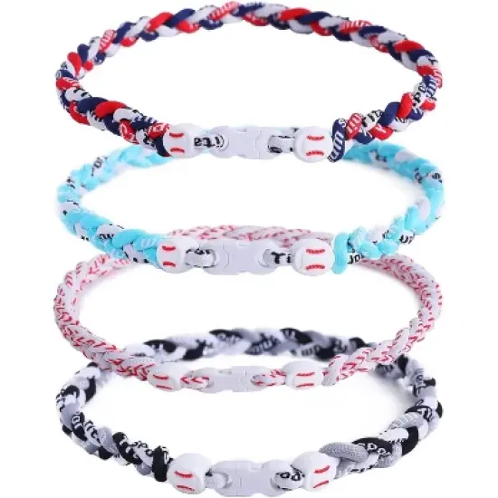 4 Pieces Baseball Necklaces for Boys,Three Braided Rope Tornado Sports Titanium Necklaces,Baseball Accessories Drip image {6}