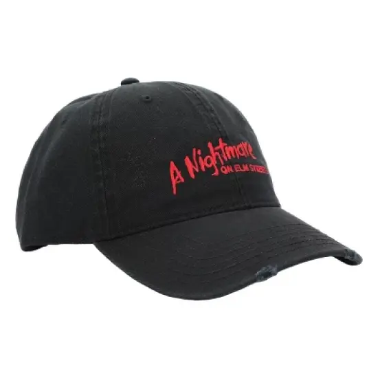 A Nightmare On Elm Street Logo Men's Black Distressed Dad Hat image {3}