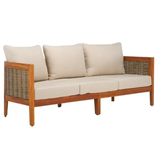 Amanda 3 Seater Sofa - Indoor/Outdoor - PAT7093 - Natural/Taupe - Safavieh image {3}
