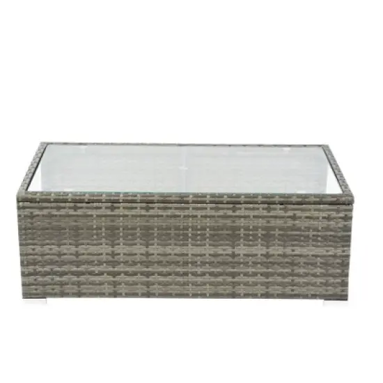 Whisen 8-Piece Wicker Rattan Patio Sectional Set with Storage Box, Cushion Box & Clear Glass Top image {7}