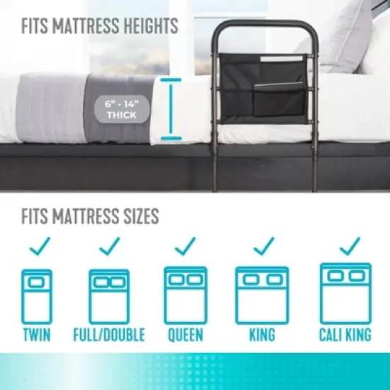 Stander Stable Bed Rail with Support Legs for Seniors, Black image {4}