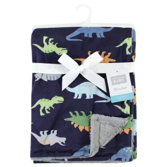 Hudson Baby Infant Boy Plush Blanket with Furry Binding and Back, Dinosaurs, One Size image {1}