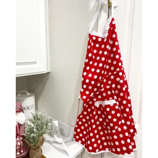 Wrapables Adjustable Flirty Hostess Apron, Red Polka Dots image {10}