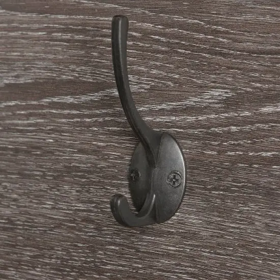 Afton 4 Hook Metal Frame Wall Shelf Woodgrain - RiverRidge Home image {4}