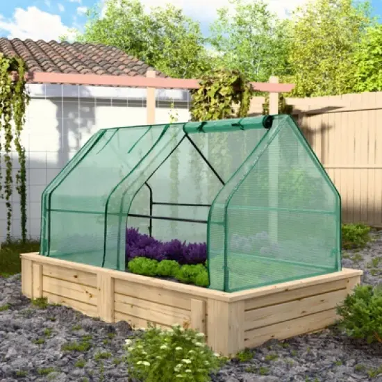 EAGLE PEAK Tunnel Greenhouse,Zipper Doors,Green PE Cover image {7}