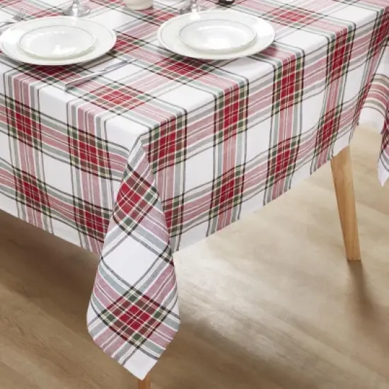 Kate Aurora Tis The Season Plaid Gingham Tartan 100% Cotton Fabric Classic Christmas Tablecloth image {5}