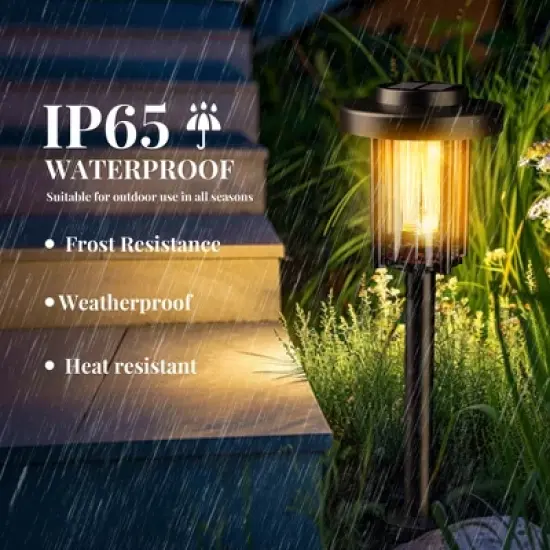Gigalumi 6-Pack Solar Pathway Lights, IP65 Waterproof Outdoor Garden Lighting with Warm White Glow for Walkways, Yards & Porches image {1}