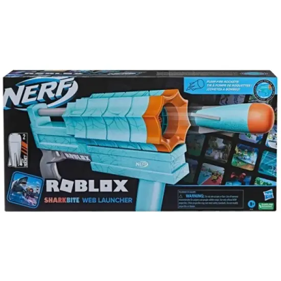 NERF Roblox Sharkbite: Web Launcher Rocker Nerf Blaster with 2 Roblox Nerf Rockets image {1}