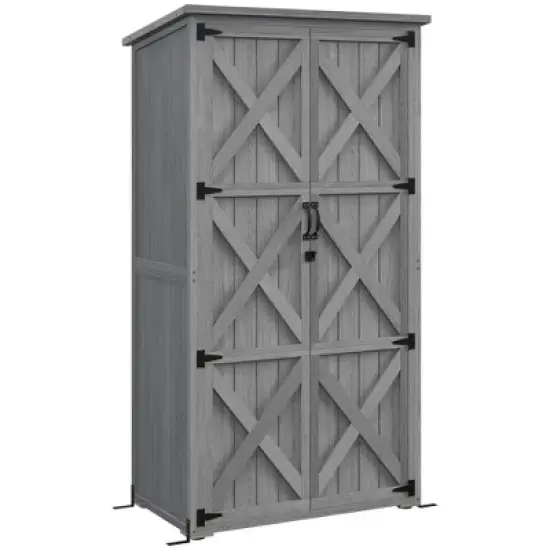 Resenkos Storage Garden Shed,Garden Sheds,Outdoor Storage Cabinet Garden Shed with Waterproof Asphalt Roof and Lockable Doors, Gray image {3}
