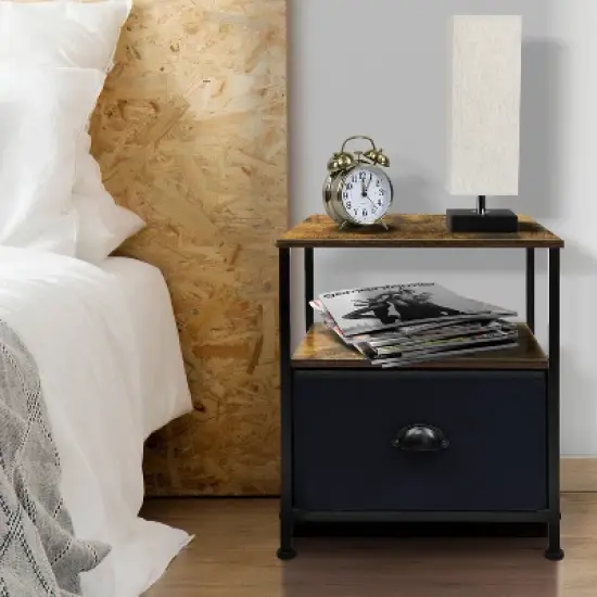 Sorbus Drawer Nightstand Shelf for Bedroom Brown image {2}