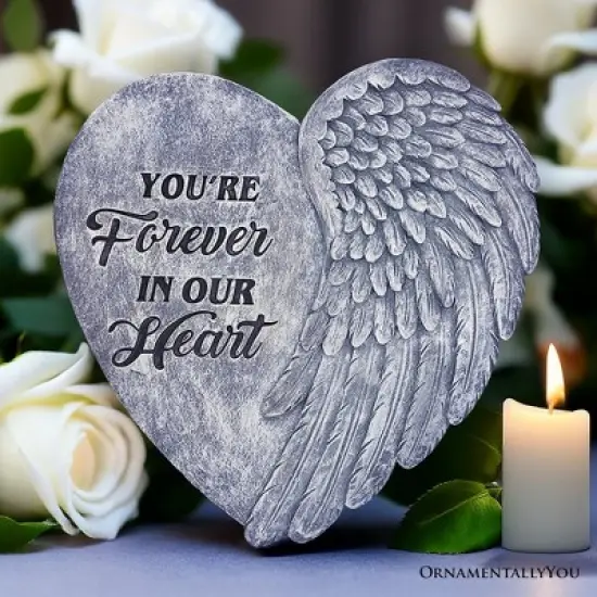 You&rsquo;re Forever in Our Hearts Angel Wing Stepping Stone, 9.5" Garden Decorative Memorial Resin Figurine| OrnamentallyYou image {7}