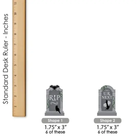 Big Dot of Happiness Creepy Cemetery - Dessert Cupcake Toppers - Spooky Halloween Tombstone Party Clear Treat Picks - Set of 24 image {6}