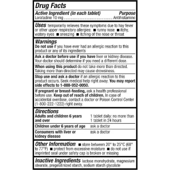HealthA2Z &ndash; Loratadine 10 mg Allergy Relief Antihistamine &ndash; 24 Hour Relief  (300 Tablets) image {1}
