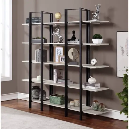 79" Mynders Etagere Vertical Bookshelf White Rub - Treasure Trove Accents image {2}