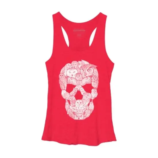 Women's Design By Humans Sketchy Owl Skull By Dinny Racerback Tank Top image {7}