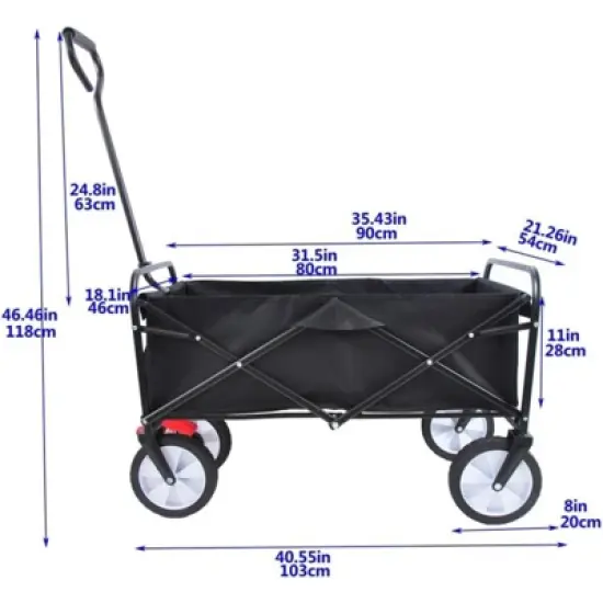 RISOKEYS Collapsible Outdoor Utility Wagon Cart,with Adjustable Handle,Foldable Design & 600D polyester Fabric for Beach, Garden,Shopping image {2}
