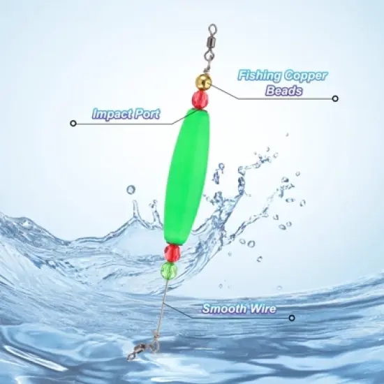 Unique Bargains Plastic Weighted Popping Corks Olive Fishing Floats Rigs 2 Pcs image {2}