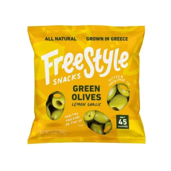 Freestyle Snacks Lemon Garlic Green Olives - 1.1oz image {3}