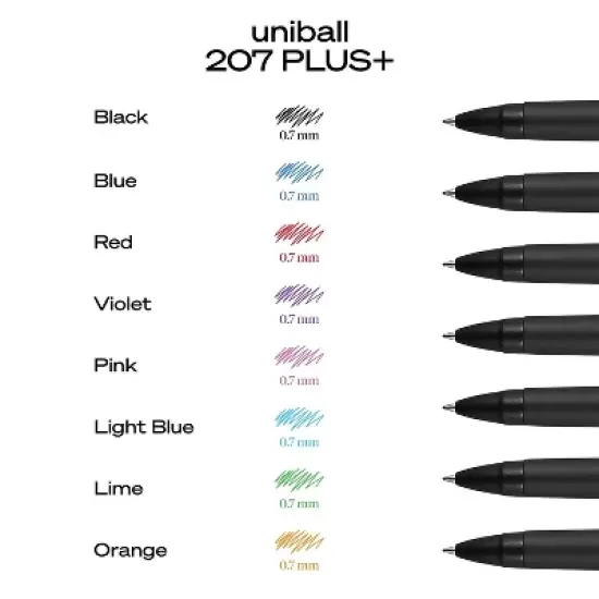 uni-ball uniball 207 Plus+ Retractable Gel Pens Medium Point 0.7mm Blue Ink Dozen (70463) image {6}