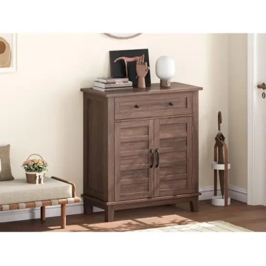 Farmhouse Sideboard Buffet Cabinet with 3-Tiers Adjustable Shelf, Kitchen Storage Cabinet, Bathroom, Entryway image {7}