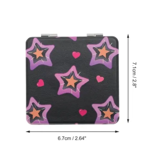 Unique Bargains Women Durable Square Shape Handheld Mirror for Travel Black Purple 1 Pc image {1}