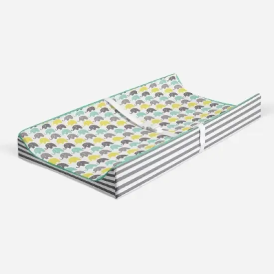 Bacati - Elephants Mint/Yellow/Gray Elephants Changing Pad Cover image {3}