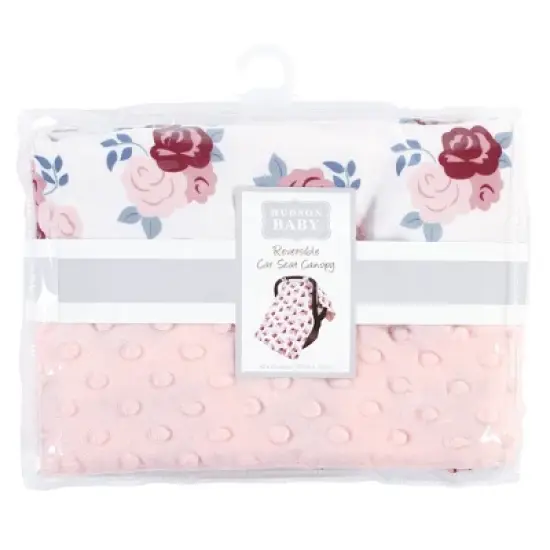 Hudson Baby Infant Girl Reversible Car Seat and Stroller Canopy, Blush Floral, One Size image {1}