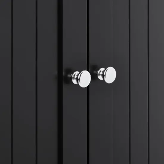 Corner Storage Cabinet, Small Floor Corner Cabinet w/Doors & Adjustable Shelves, Freestanding Narrow Cabinet Organizer for Bathroom, Kitchen image {4}