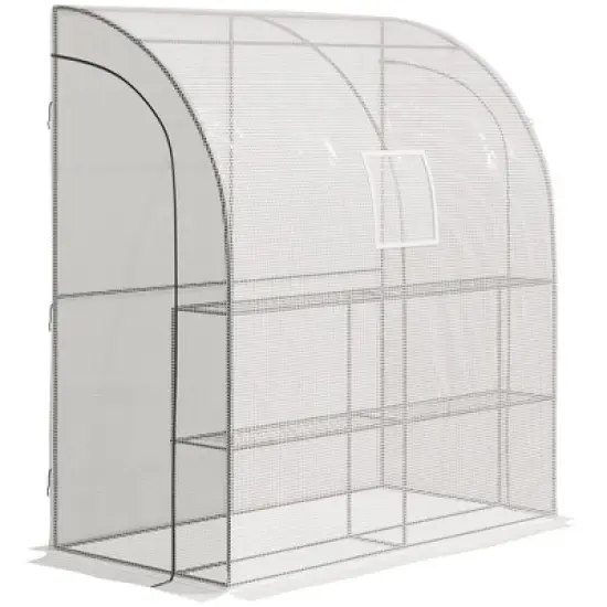 Outsunny 7' x 3' x 7' Outdoor Walk-In Greenhouse, Plant Nursery with Roll-up Windows, PE Cover, and 3 Wire Shelves image {8}