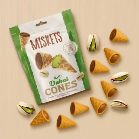 Miskets Mini Dubai Milk Chocolate Cones With Kunafa & Pistachio Paste 1.76oz (50grams) image {3}