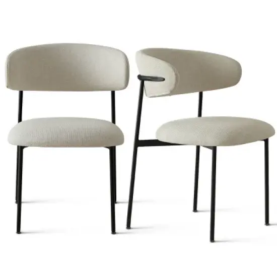 Merida Dining Chair Set of 2, Simple Design Armless Side Chairs with Metal Legs for Kitchen, Dining Room & Living Space-Maison Boucle image {4}