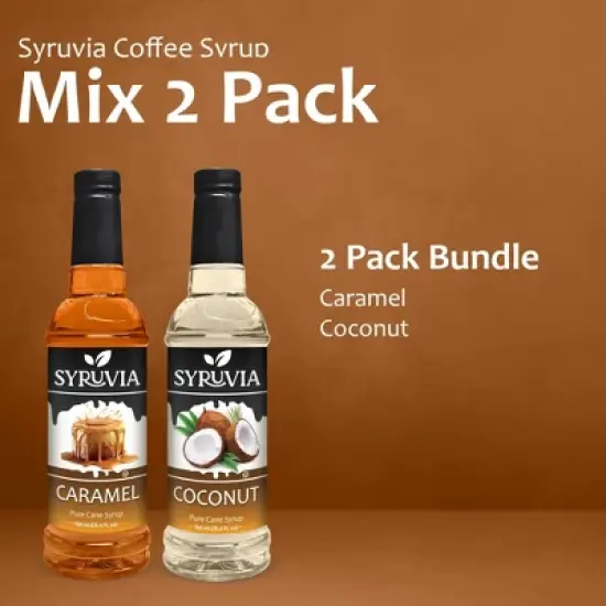 Syruvia Coffee Flavors Variety Pack: Caramel & Coconut 25.4 fl oz Syrup image {5}