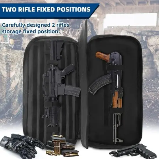 Dual Rifle Soft Case Tactical Backpack, Padded Gun Bag for Storage & Transport, Water-Resistant with MOLLE, Shooting Hunting Military Use image {6}