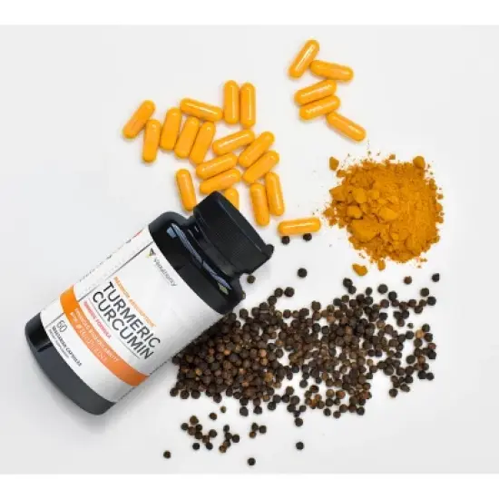 Natural Turmeric Capsules with Bioperine Black Pepper, Powerful Antioxidant to Support Healthy Joints and Reduce Inflammation, Vitauthority, 60ct image {1}
