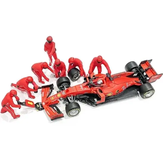 Formula One F1 Pit Crew 7 Figurine Set Team Red for 1/43 Scale Models by American Diorama image {2}