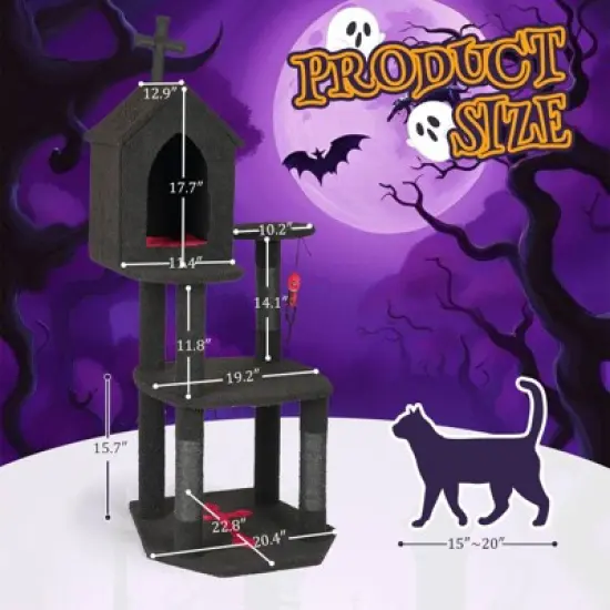 Karl Home 49 inch Gothic Majesty 4-Tier Halloween Cat Tree image {7}