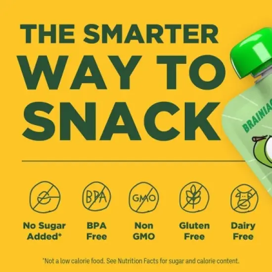 Brainiac Kids Brain Squeezers Applesauce Pouches with Omega-3s Variety Pack Apple, Strawberry and Cinnamon - 3.2oz/10ct image {6}