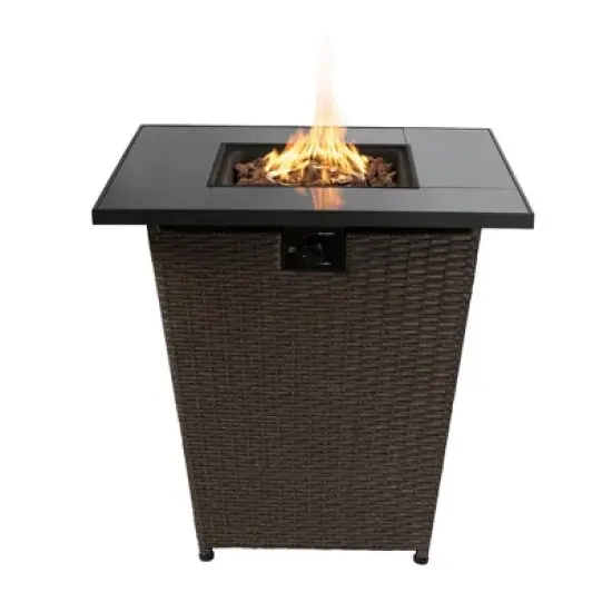 30" Outdoor Propane Gas Square Fire Table Espresso - Teamson Home image {2}