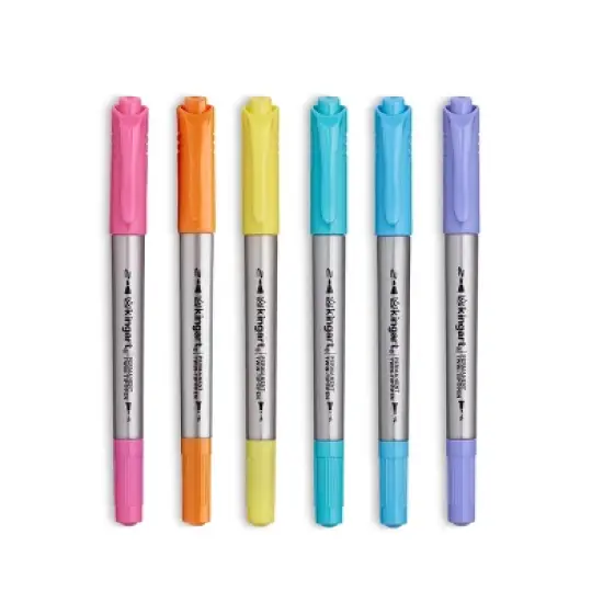 KINGART Permanent Twin-Tip Pens 6 Colors image {1}