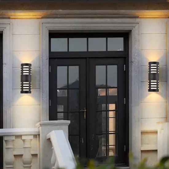 C Cattleya Matte Black Dusk to Dawn Cylinder Outdoor Wall Light Sconce image {3}