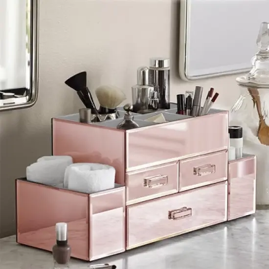 OnDisplay Amara Tiered 3 Drawer Mirrored Makeup/Jewelry Organizer image {5}