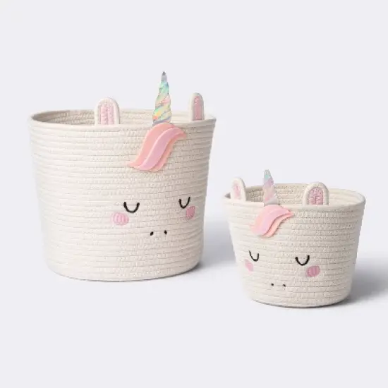 Coiled Rope Medium Round Storage Decorative Basket - Unicorn - Cloud Island&trade; image {3}