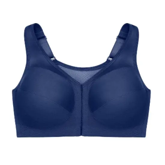 Glamorise Womens MagicLift Front-Closure Posture Back Wirefree Bra 1265 Blue image {3}