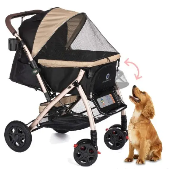 HPZ Pet Rover XL Stroller - Extra Long Premium Heavy Duty Dog/Cat/Pet Stroller Travel Carriage with Convertible Compartment/Zipperless Entry image {9}