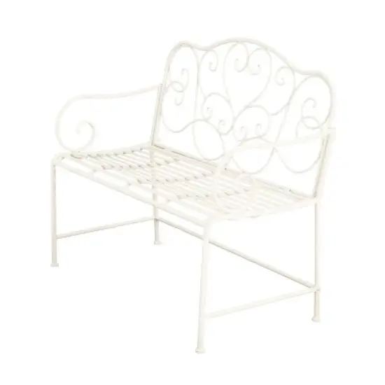 41" Retro Outdoor Garden Bench,Metal Patio Leisure Armrest Bench,2-3 Seater Metal Cut Out Backrest Park Leisure Bench-Coolbibila image {4}