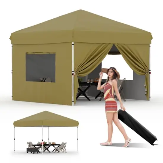 10x10FT Instant Pop-Up Canopy Tent with 4 Removable Side Walls &ndash; Commercial-Grade Outdoor Shelter System for Events, Black image {12}