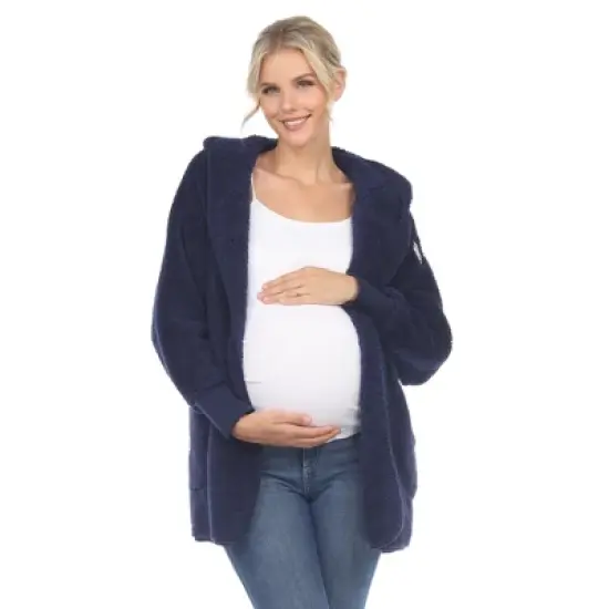 Maternity Plush Hooded Cardigan with Pockets image {10}