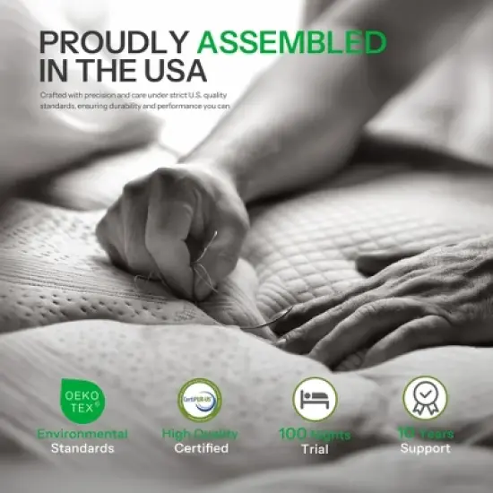 ZACHVO 10" King Mattress, Cooling-Gel Memory Foam, Made in USA, Pressure Relief, Motion Isolation, Breathable Fabric, CY-10-K image {2}