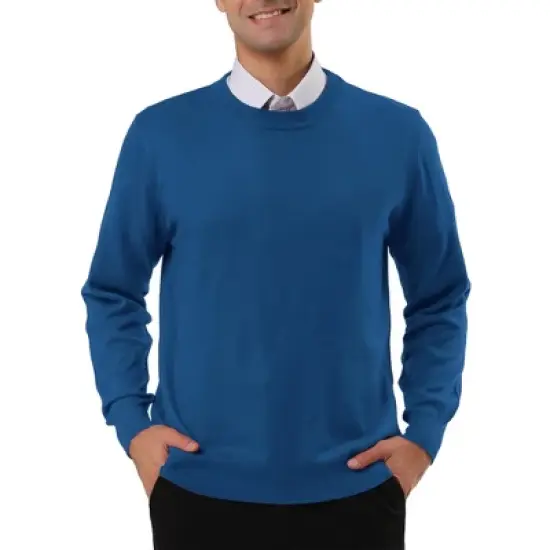 Lars Amadeus Men's Casual Round Neck Long Sleeves Solid Color Knitted Pullover Sweater image {10}